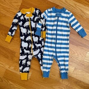 Zip Up HannaJams Stripes & Sheep. Lot of 2. Size 70cm or 6-12 months
